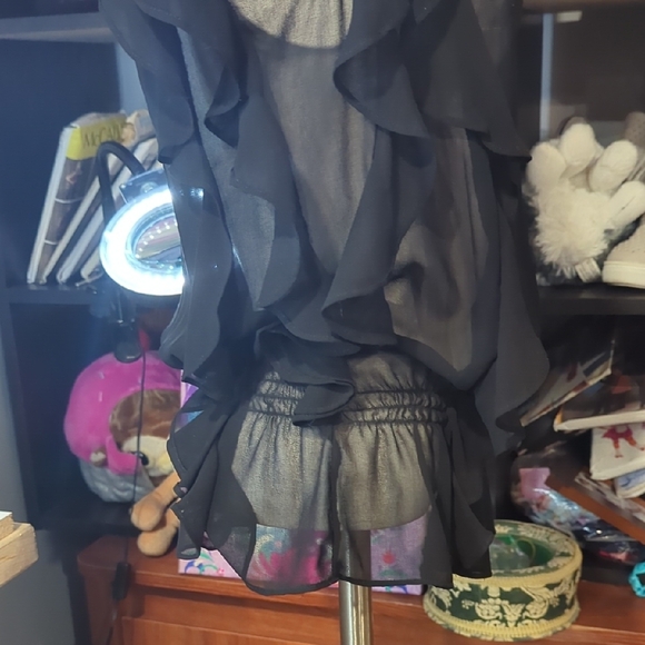 2B Bebe Black Sheer Ruffle Blouse - Picture 4 of 8
